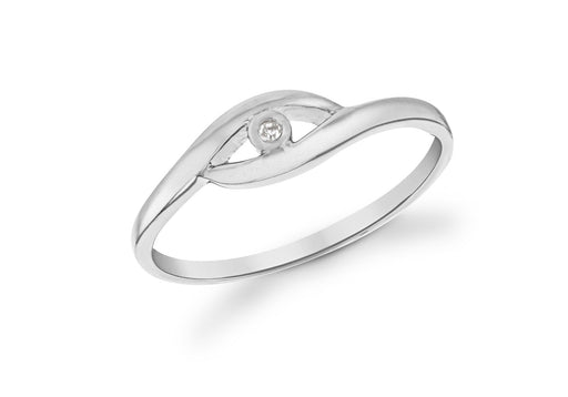 Sterling Silver Rhodium Diamond Crossover Ring 