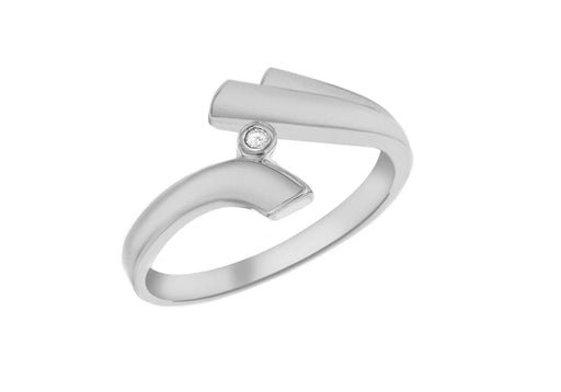 Sterling Silver Rhodium Plated Diamond Set Crossover Ring 