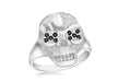 Sterling Silver Black & White Stone Set Skull Ring