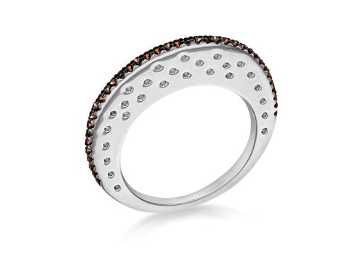 Sterling Silver Brown Stone Set Flat Disc Ring
