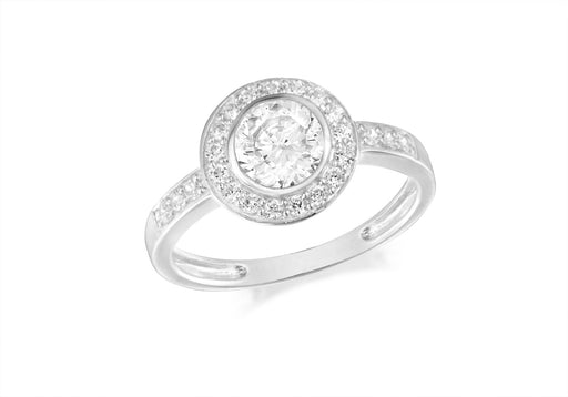 Sterling Silver Round Zirconia  Set Ring