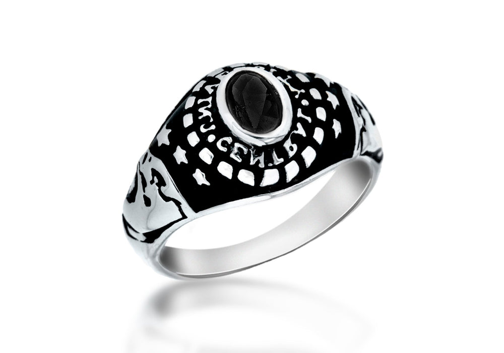 Sterling Silver Black Stone Set Ring 