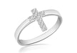 SILVER MINI Cross & Zirconia  Ring