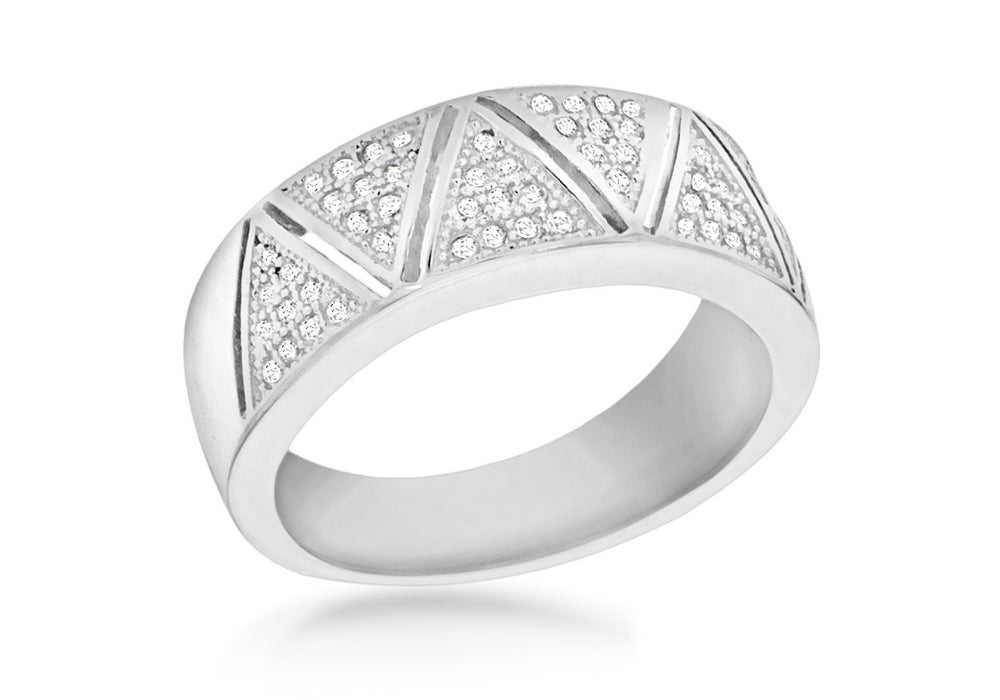 SILVER RHO Zirconia  ZIGZAG BAND Ring