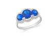 Sterling Silver Rhodium Plated Triple Blue and White Zirconia  Graduated Ring