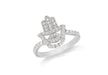 Sterling Silver Rhodium Plated Zirconia  Hamsa Hand Ring