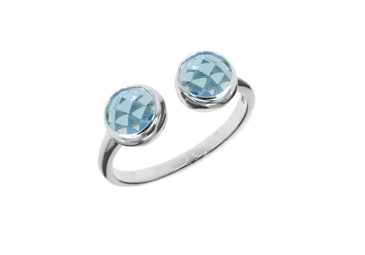 Sterling Silver Light Blue Crystal Faceted Torque Ring