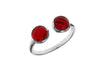 Sterling Silver Red Crystal Faceted Torque Ring