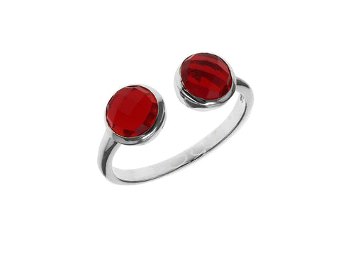 Sterling Silver Red Crystal Faceted Torque Ring