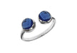 Sterling Silver Dark Blue Crystal Faceted Torque Ring