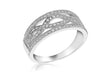 Sterling Silver Rhodium Zirconia  Stone Set Elliptic Ring