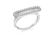 Sterling Silver Rhodium Plated Zirconia Oval Outline Ring