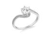 Sterling Silver Rhodium Plated Zirconia  Solitaire And Milgrain Ring