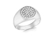 Sterling Silver Rhodium Plated Zirconia  Pave Set Disc Ring