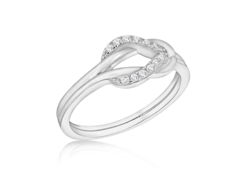 Sterling Silver Rhodium Plated Zirconia  Linked Loops Ring