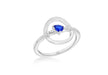 Sterling Silver Rhodium Plated White and Blue Zirconia  Circle & Bar Ring