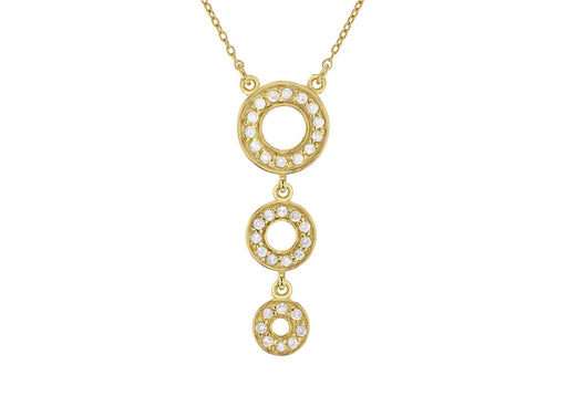 Sterling Silver Gold Plated Triple-Zirconia  Set Pendant Necklace