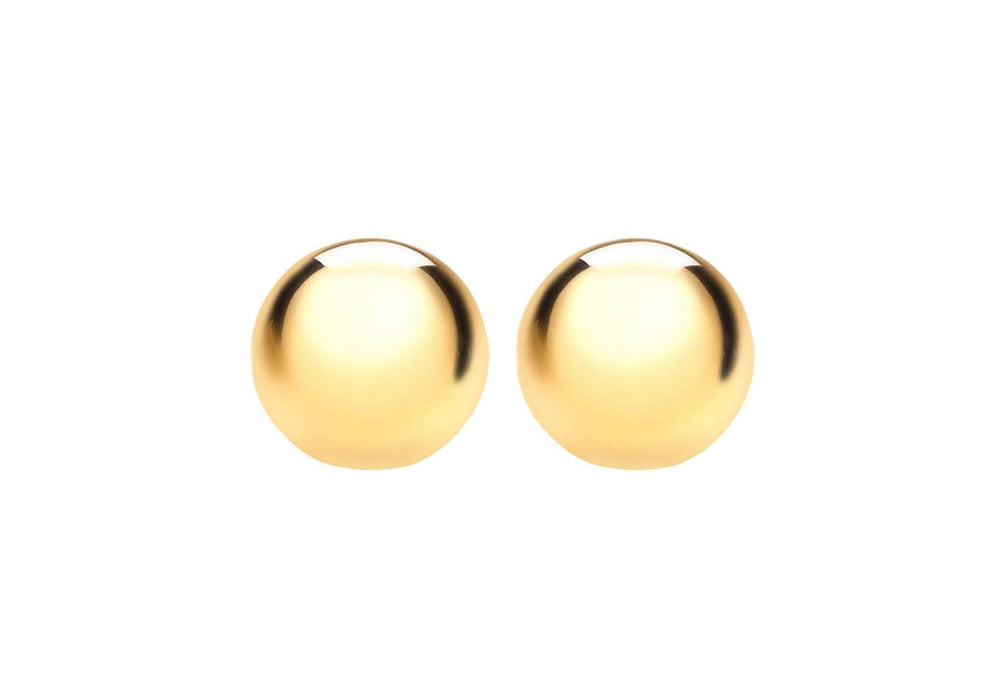 Sterling Silver Gold Plated 12mm Ball Stud Earrings 