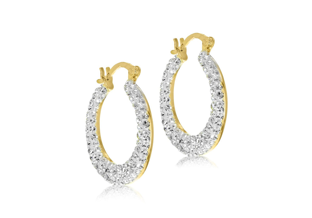 Sterling Silver Gold Plated Crystal Set Hooper Earrings 