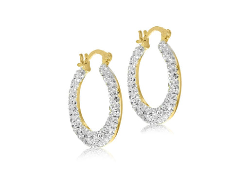 Sterling Silver Gold Plated Crystal Set Hooper Earrings 