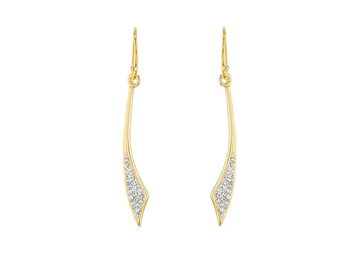 Sterling Silver Gold Plated Crystal Set Long Earrings 