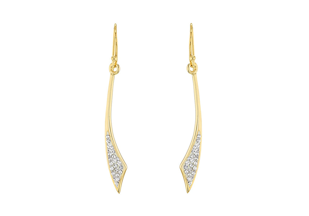 Sterling Silver Gold Plated Crystal Set Long Earrings