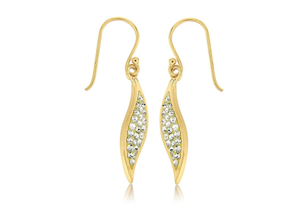 Sterling Silver Gold Plated Crystal Set Wave Earrings 