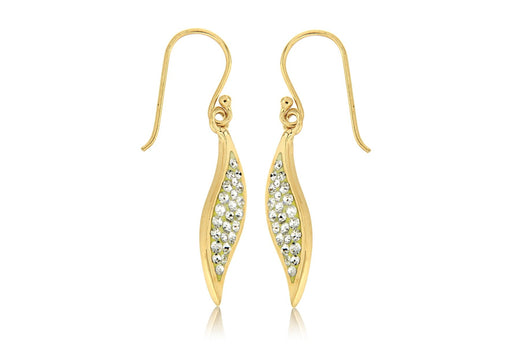 Sterling Silver Gold Plated Crystal Set Wave Earrings 