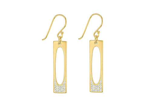 Sterling Silver Gold Plated Crystal Set Recter Earrings 