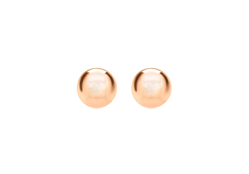 Sterling Silver Rose Gold Plated 8mm Ball Stud Earrings