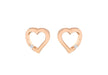 Sterling Silver Rose Gold Plated Zirconia Cutout Heart Stud Earrings