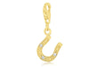 Sterling Silver Gold Plated Zirconia Set Horseshoe Charm 