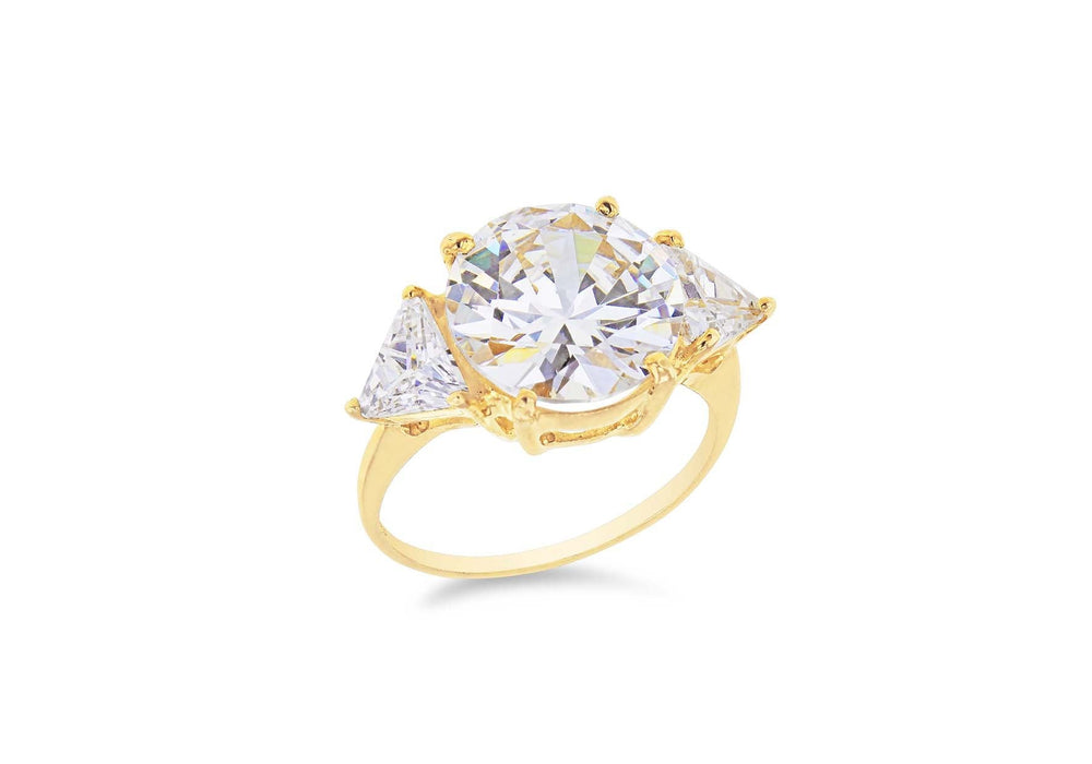 Sterling Silver Gold Plated Tri-CZ Set Ring