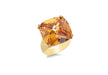 Sterling Silver Gold Plated Square Facet CZ Set Ring 