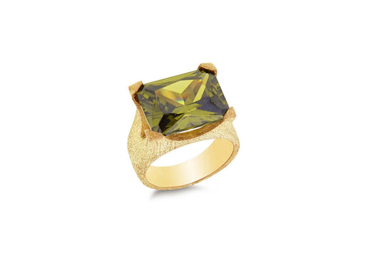 Sterling Silver Gold Plated Large CZ Facet Ring 