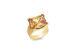 Sterling Silver Gold Plated Rectangle Facet CZ Set Ring 