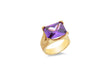 Sterling Silver Gold Plated Amethyst Zirconia  Set Ring