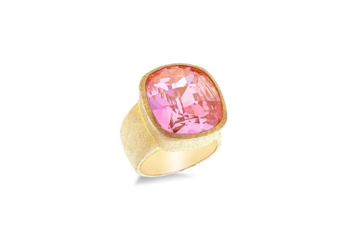 Sterling Silver Gold Plated Pink Round CZ Facet Ring 