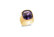 Sterling Silver Gold Plated Round Facet Amethyst CZ Set Ring 