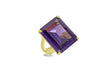 Sterling Silver Gold Plated Large Amethyst CZ Facet Ring 