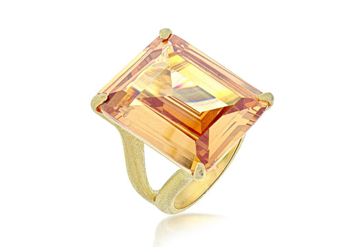 Sterling Silver Gold Plated Large CZ Facet Ring 