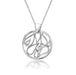 Sterling Silver Circular Pendant with Cutout Design Is Set with a Single Diamond Accent