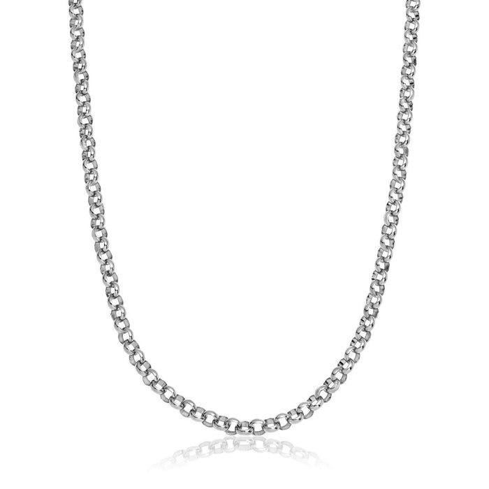 9ct White Gold 100 Round Belcher Chain