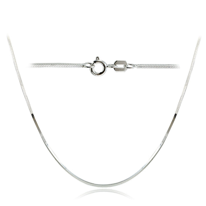 9ct White Gold Flat Square Snake Chain