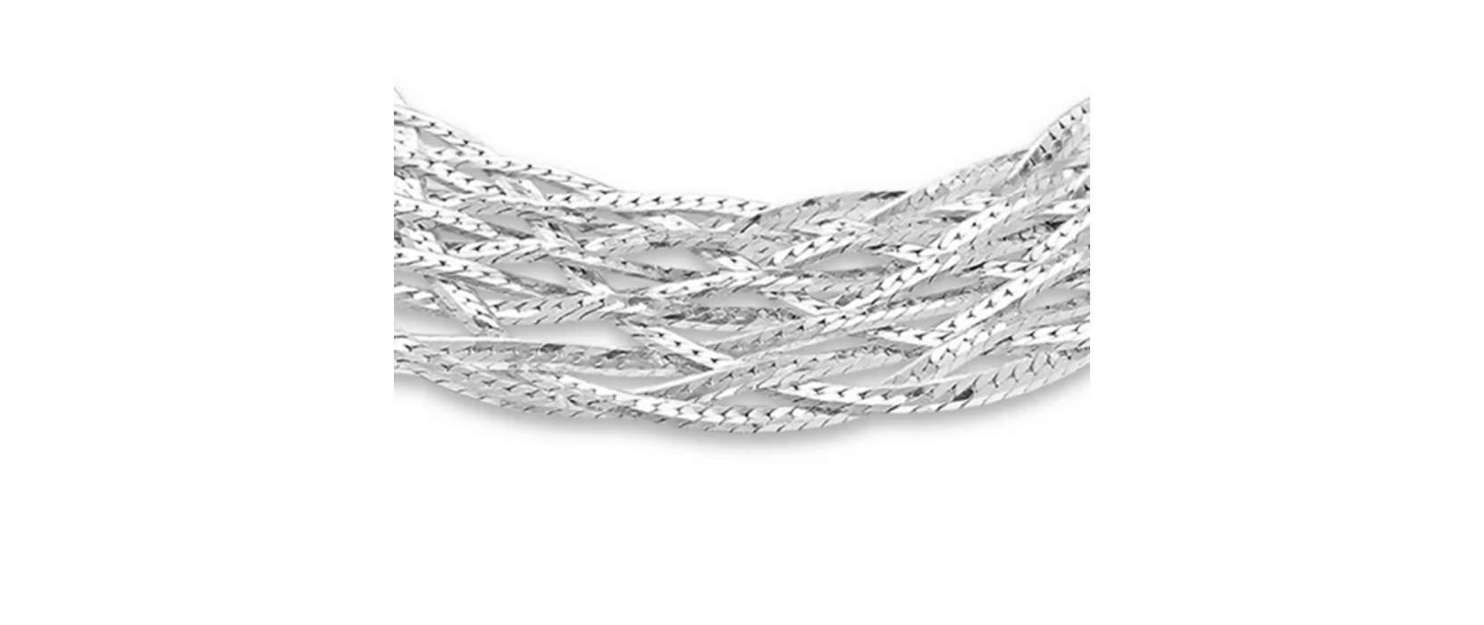 10-reihiges, geflochtenes, flaches Fischgrätenarmband aus Sterlingsilber