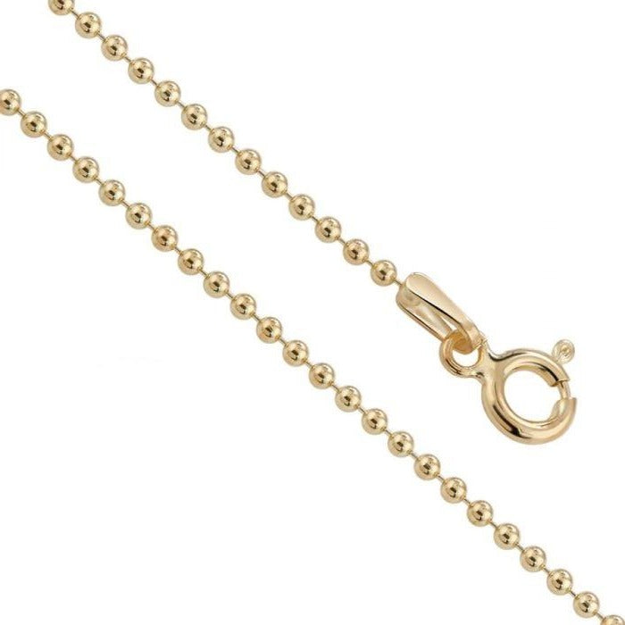 9ct Yellow Gold 2mm Ball Chain