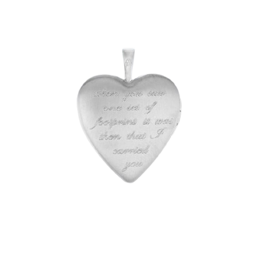 Sterling Silver Etched Footprints Heart Locket