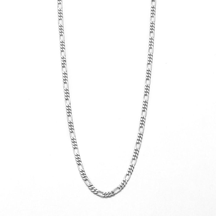 9ct White Gold 50 Diamond Cut Figaro Chain