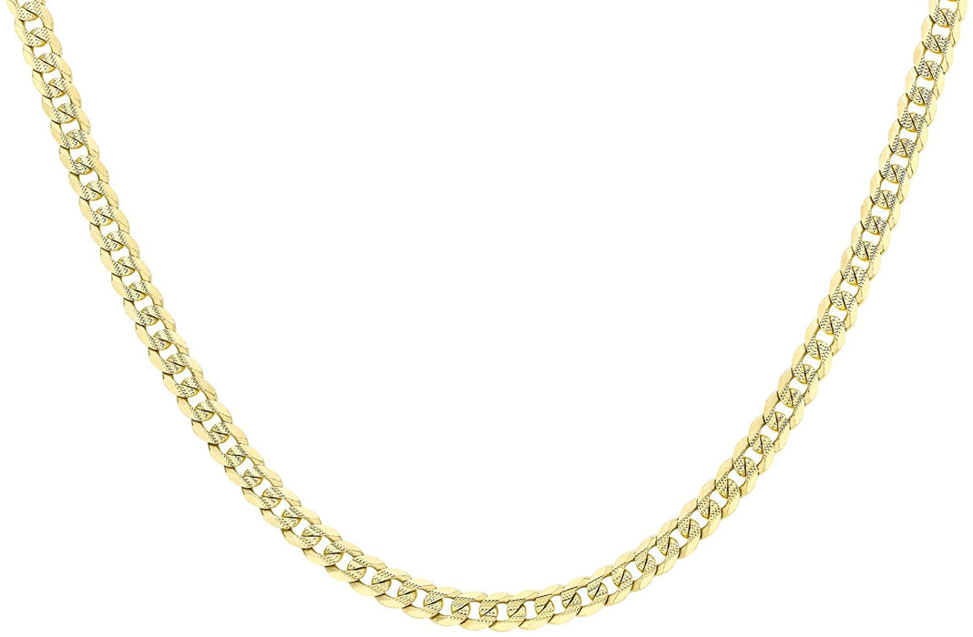 9ct Yellow Gold 140 Diamond Cut Patterned Flat Curb Chain