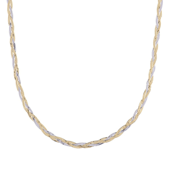 9ct 3-Colour Gold 3 Plait Diamond Cut Herringbone Necklace